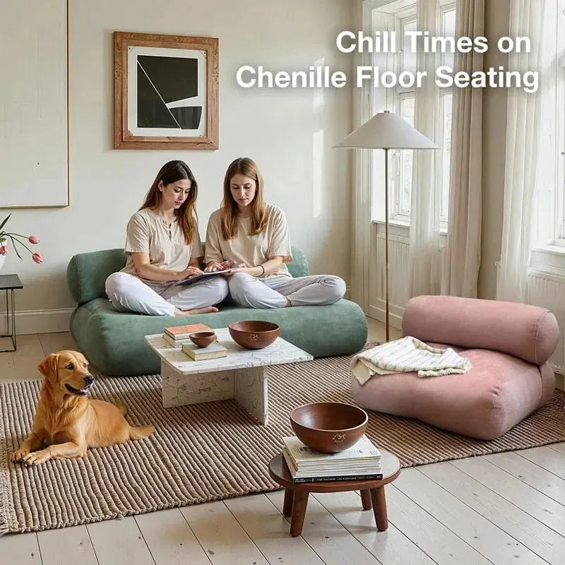Soft Chenille Modular Floor Sofa, No-Legs Lazy Couch for Living Room, Cozy Floor Seating Chair for Adults, Perfect for Bedroom, Gaming & Relaxing