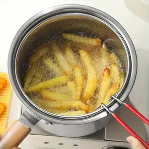 Stainless Steel Home Deep Fryer Pot with Filter Basket, Non-Bone China Material, Ideal for Cooking Soup, Pasta, Milk, Kitchen Utensil