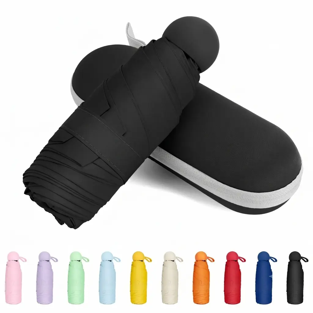 Small Folding Pocket Travel Umbrella, Pocket Mini for Purse, Umbrellas for UV Sun & Rain Small for Backpack, Umbrella with Case Folding for Kids Women