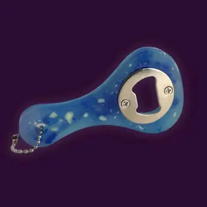 Glow in the Dark Resin Bottle Opener – Celestial Sky Blue Bar Accessory