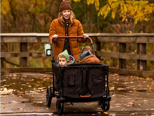 HARPPA Foldable 4 Seater Stroller Wagon, Mosquito Net & Canopy UPF50+, Stroller for Baby Toddler with Storage Bag, All-Terrain Wheels, Adjustable Handle & Cup Holder, Snack Tray