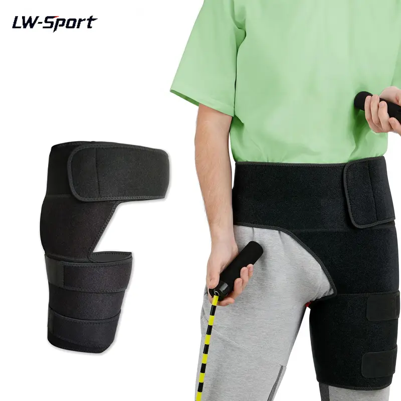 Adjustable Hip Brace with Thigh Compression Straps, Breathable Groin Support Wrap for Sciatica Pain Relief, Hip Flexor Stabilizer for Pulled Muscle Arthritis Recovery Men Women