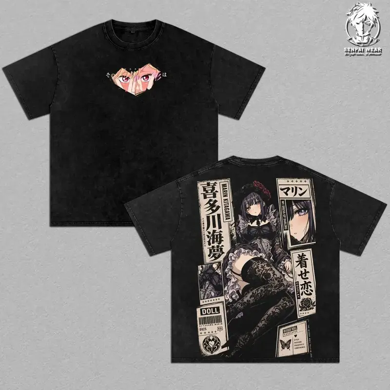 Marin Kitagawa - My Dress-Up Darling Graphic Tee Vintage Washed Shirt Unisex Streetwear Anime Merch Waifu Tee Cosplay Girl T-Shirt Gift for Anime Lovers My Dress-Up Darling Fans
