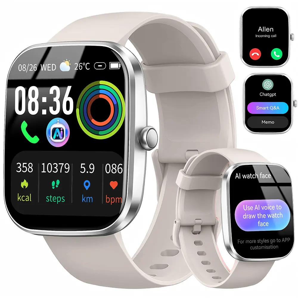 [DealsForYouDays] AI-Powered Input Smart Watch, Unisex Wearable Tech, 1.91in Bluetooth Calling, 110+ Fitness Modes, Activity Tracker, Sleep & Heart Rate Monitor, IP68 Rated Waterproof, Magnetic Speaker, for Android iOS Devices