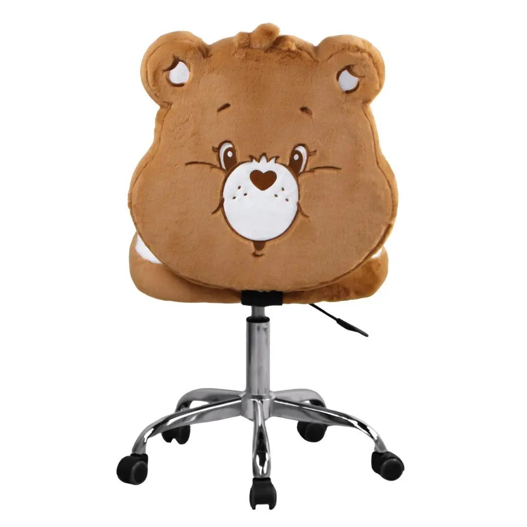 Care Bears Tenderheart Bear Figural Vanity Swivel Chair - 360-Degree Spin, Smooth Rolling Wheels, Ultra-Soft Teddy Fur Fabric, Height Adjust, Embroidered Badge, Assembly Required