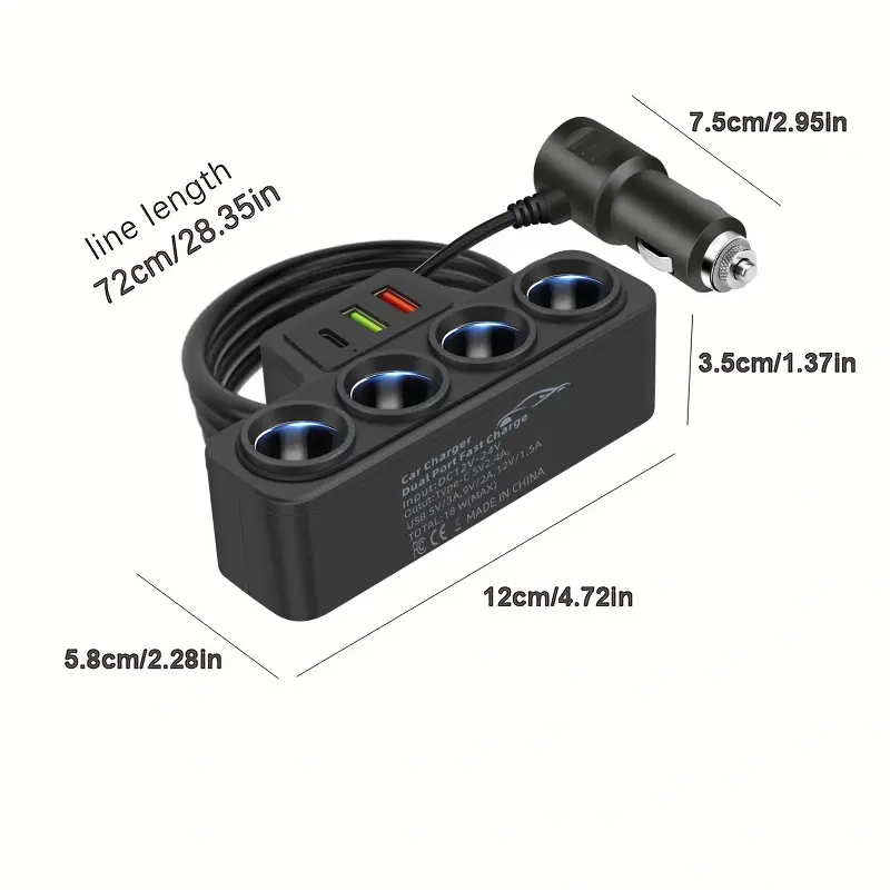 Expanded 7-Port Super Fast Car Charger with USB PD 12V–24V Universal Power Adapter, Multi-Device Rapid Charging Hub for Phones, Tablets, Laptops, GPS, Smart Devices, Car Companion for Travel, Rideshare, Trucks, SUVs & RVs, Charger Compatible, Electronic S