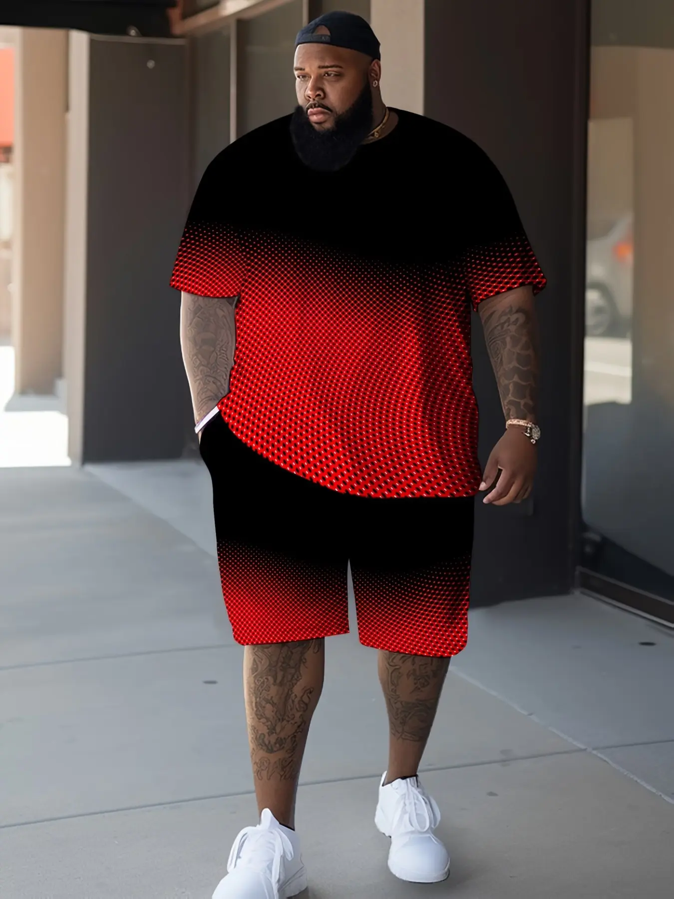Men's Spring Summer Casual Sports Comfortable Breathable Sweat Absorbing Short Sleeve Two-Piece Set, athletic sets, Sports Shorts Set, Loose Fit, Stylish Tracksuit, Athleisure Outfits, All Seasons