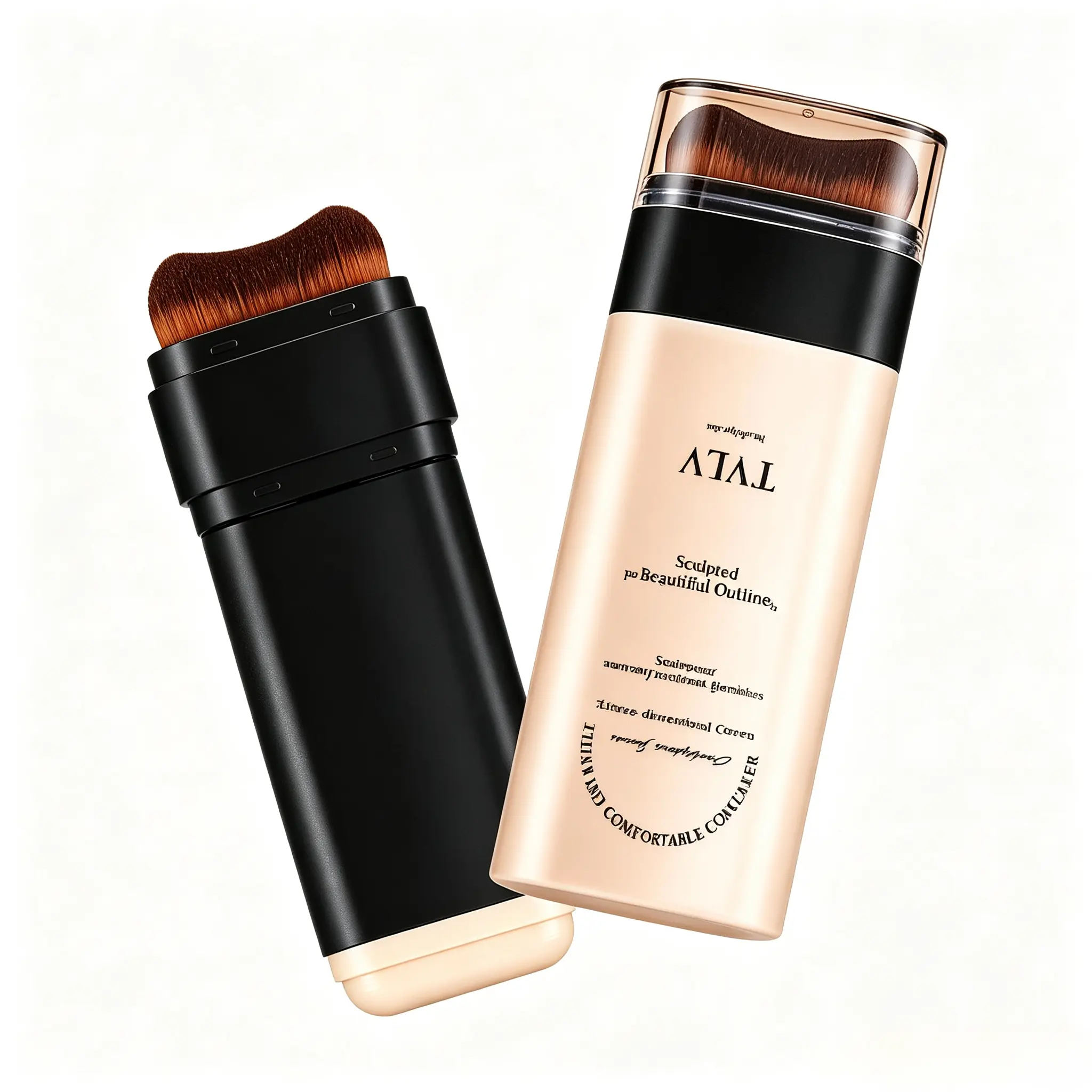 2-in-1 Twist-Up Olive Foundation Concealer Stick with Built-In Applicator Brush, Waterproof Sweatproof Blendable Full Coverage Makeup, Crease-Proof Blurring Complexion Stick for Daily & Travel Base