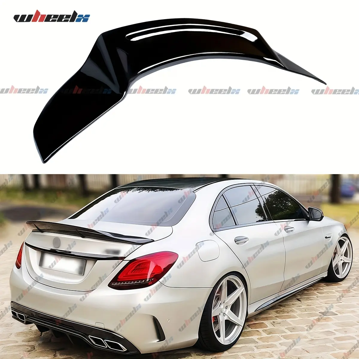 2015-2021 – R-Style Duckbill Trunk Spoiler for W205 4-Door Sedan (Excludes Convertible, Coupe) – Compatible with C-Class, C63, C160, C180, C200, C250, C300, C400, C450 Body Part