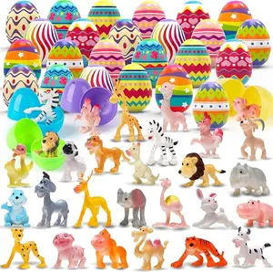 Mother Day Gift 24pcs Prefilled Easter Egg with Mini Animal Toy Inside, for Easter Egg Hunt, Easter Basket Filler, Filled Easter Egg Bulk, Goody Bag Stuffers Filling Treats Easter Party Favor Supplies for Kid