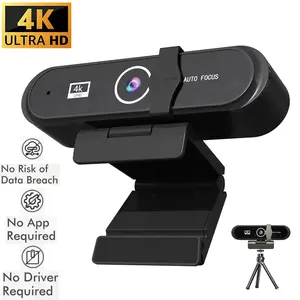 4K Ultra HD Webcam Autofocus Camera with Noise Cancelling Mic Privacy Cover & Tripod Webcam Streaming Camera for Remote Workers Video Meetings on Zoom Teams