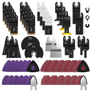 Metal Wood Oscillating Tool Blade, Titanium Oscillating Saw Blades with Sandpaper, Quick Release Multi Tool Blades Kits Compatible with Dewalt Ryobi Milwaukee Rockwell Fein Makita