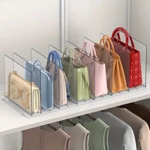 8-layer adjustable transparent partition storage box, multi-functional storage box specially for handbags in wardrobes, household bookshelf layered organizer, Clear Plastic Boxes