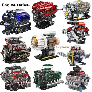 V8 turbocharged engine building model, electric movable mechanical set, high-difficulty children's and adults' assembly collectible display item, boyfriend gift