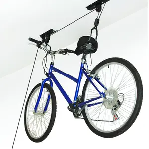 Garage Bike Hoist Lift – Heavy Duty Ceiling Pulley Storage System, 100lb Capacity