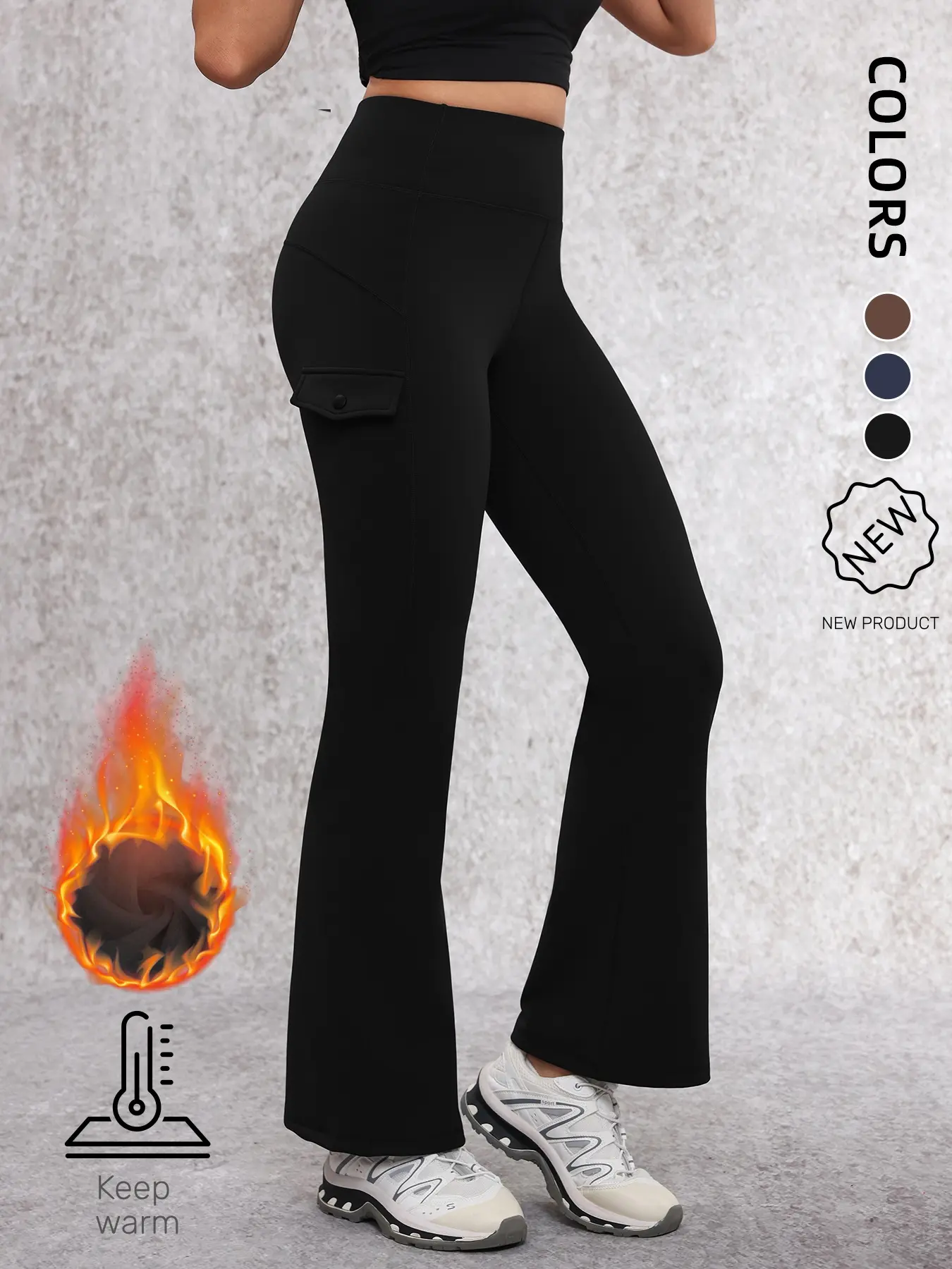 Women's High Waist Fleece Lined Yoga Pants, Winter Warm Micro Flare Leggings, Flared Yoga Bottoms, High Waisted Leggings, Comfortable Fitness & Casual Wear, Christmas Gift, High Waist Activewear