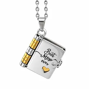Best Mom Ever​​Book Necklace-the perfect  choice  Mother's Day.Featuring a charming book-style design, it is meticulously crafted from rust-resistant 316 titanium steel-an ideal   Mom, a daughter, a son, or a loved one. tiktokshopspringglowu for Gift