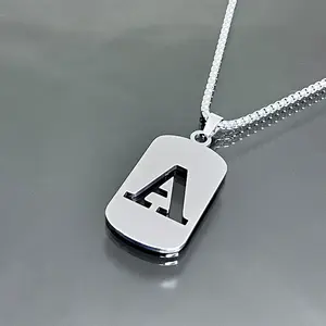 [The first choice of gift] 26 letter necklace hollow pendant men and women's jewelry simple and versatile niche design trendy hip-hop necklace Jewellery