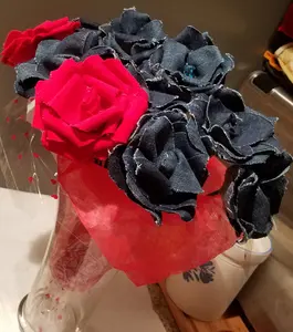 Raw Edge Denim Rose Bouquet  The Forever Dozen