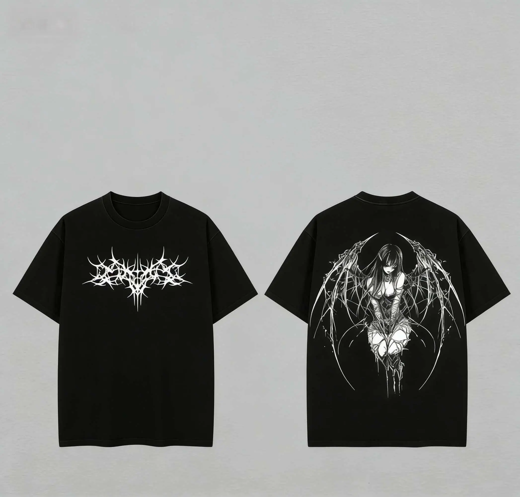 Gothic Angel T Shirt Anime Graphic Tee Y2K Dark Angel Shirt Valentine Theme Graphic Tee Streetwear Style Tee Good Graphic Tees Trendy Casual Tee T Shirts For Men Cool Men's Graphic Tees Retro Anime Angel Design 90s Graphic Tees Style Gift Idea