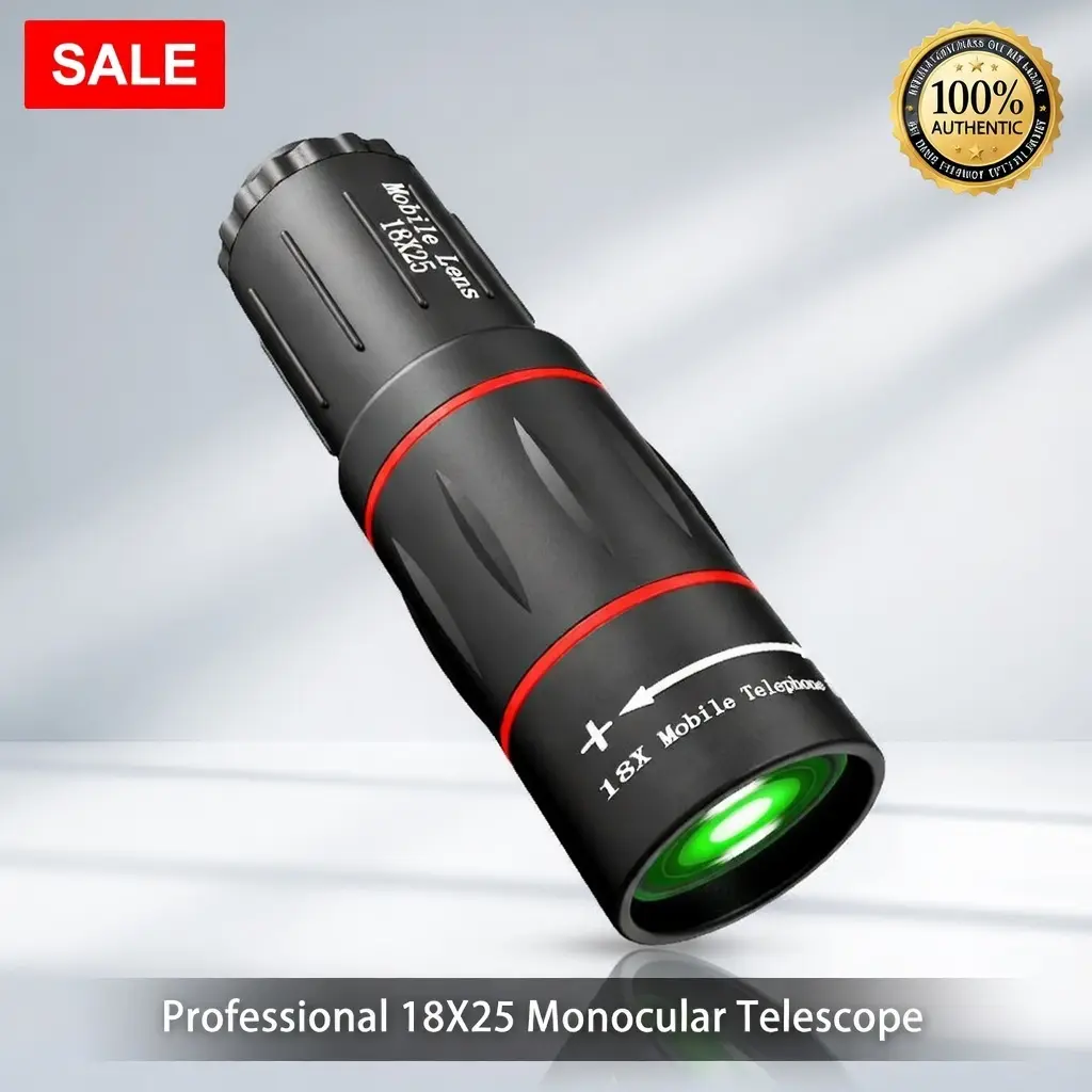 Cellphone Telescope 18 Times High Definition Monocular Telescope Mini Portable Focusing Telescope with Clip Cover Cleaning Cloth for Bird Watching Hunting Camping HIking
