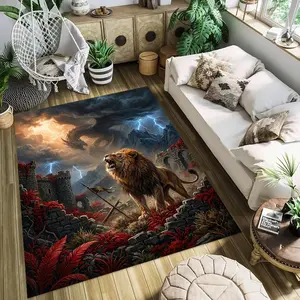 Dragon and Lion Storm Stylish and creative printed rugs, Decorative Rug, hallway/balcony rugs, bathroom/entrance doormats, home décor, living room/bedside rugs, Halloween/Christmas/birthday gifts.