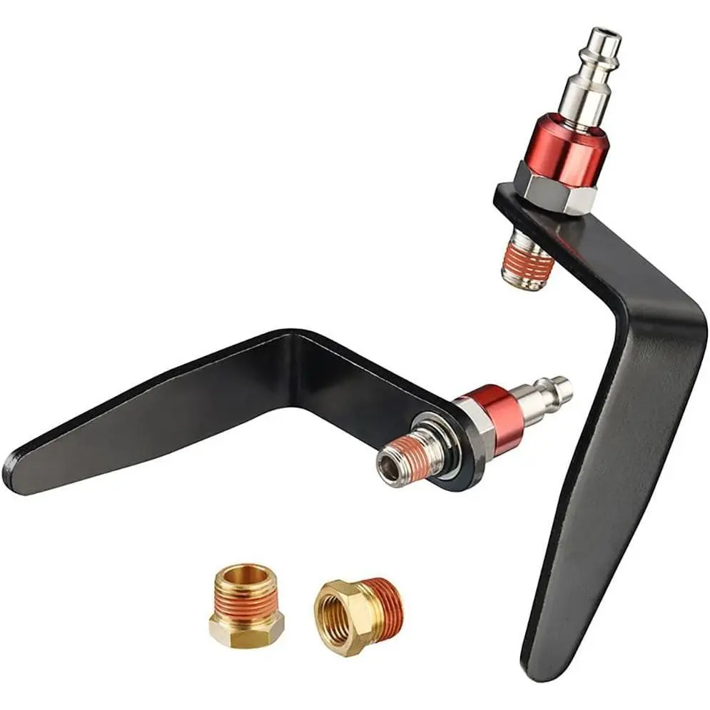 Heavy Duty Metal Pneumatic Rafter Hook Hangers (2-Piece) - Garage Storage, Construction Organizer with Adjustable Easy-Install Hooks, 1/4" Air Tool Swivel Fitting for Air Nailers, Framing Nailers, Garage Tool Storage
