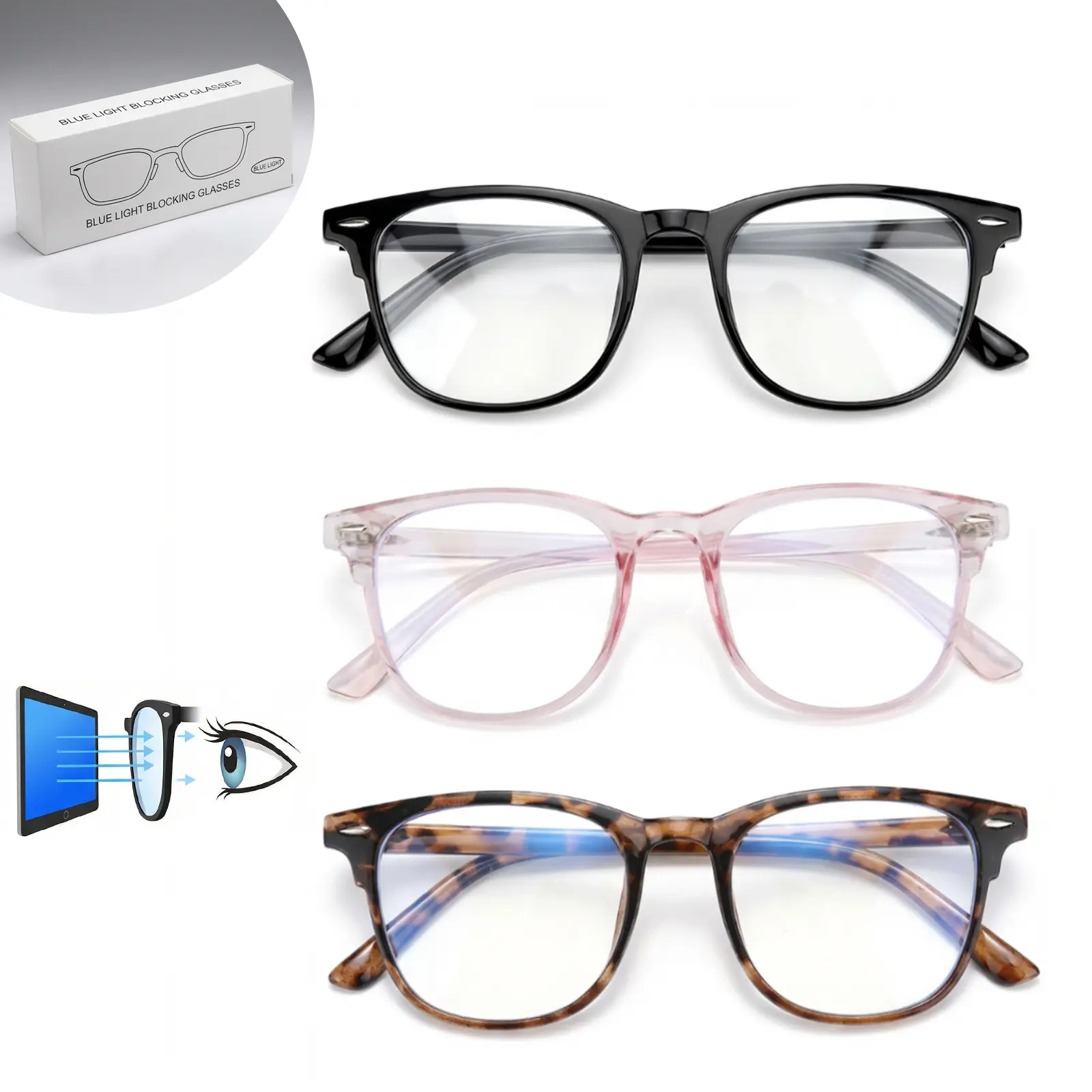 New Upgrade Blue Light Blocking Glasses for Men Women,1/2/3 Pcs Fashion EyeGlasses for Computer Gaming/TV,Birthday Gift for Daily Use