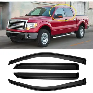 Window Rain Guards for 2009-2014 Ford F150 Crew Cab, Window Visor Guard Vent Wind Shade Deflector Shield Protector Sun for 2010-2014 Ford F-150 SVT Raptor SuperCrew Cab, Outside-Mount, 4pcs
