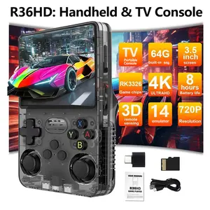 WUDS R36HD Retro Handheld Games Console with Open Source System 3.5" IPS Screen Supports 20000 Classic Games 64G TF Card Portable Gaming Player for Travel Gift for Teen or Partner