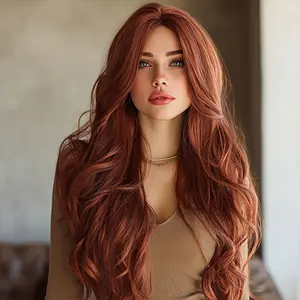 SMILCO/26Inch Reddish-brown Short Curly Synthetic Wig/SM536