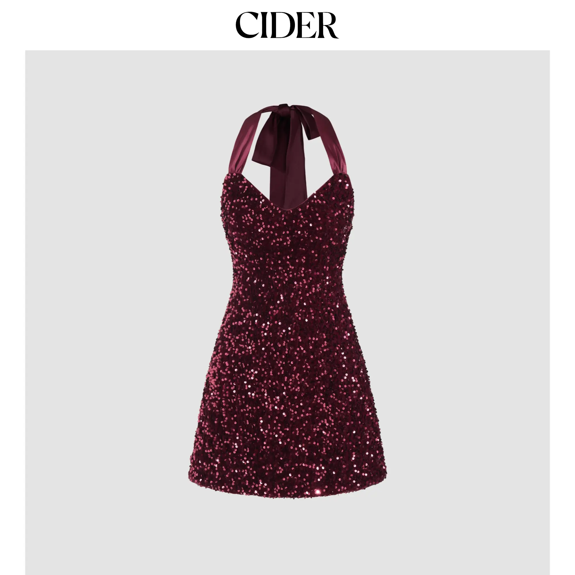 Cider [size 0-26] Sequin V-neck Halter Mini Dress