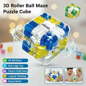 3D Ball Maze Cube, Interactive Indoor Recreation Puzzle with Metal Parts, Fun Challenge for Stress Relief and Concentration Sharpening