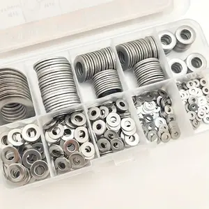 Stainless Steel Heavy Duty Flat Washer Set with Storage Box, Flat Washers Assortment Kit, Assorted Hardware Lock Washers Kit, for Home Decor, Factory Repair, Kitchen