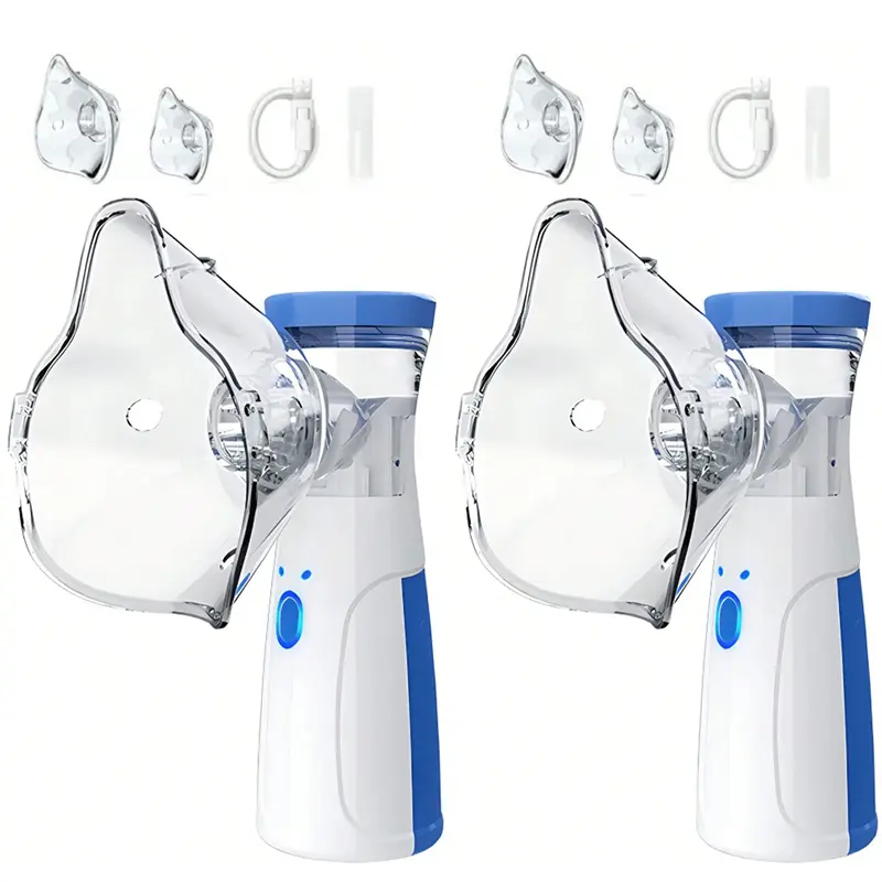 2PCS Handheld Mesh Nebulizer - USB-Powered Compact Portable Unit with Accessories & Power Cord, USB Facial Steamers for Home & Facial Hydration Use (No Battery)