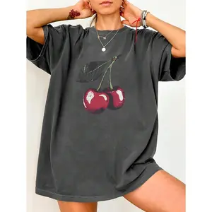 Women's round-neck drop-shoulder T-shirt, simple and stylish, suitable for summer wear