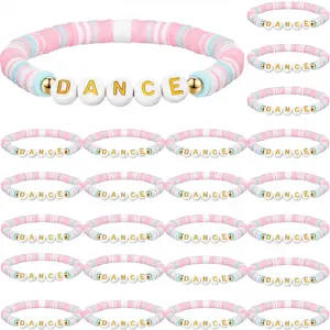 24/36Pcs Easter Dance Polymer Beaded Bracelets Gift Stylish Elegant and Durable for Galentine Student Charm Jewelry Team Gift for Dance Lovers School Party Gift