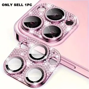 Rhinestone Decorated Cellphone Smartphone Camera Lens Cover Protector, Tempered Glass Shockproof Protective Film for iPhone Series, Fully Enclosed Design, Cases, Accessories, Protection, Transparent Shockproof Cover