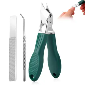 3-Piece Eagle Beak Nail Clipper Set for Thick Nails, Heavy-Duty Ingrown Toenail Lifter & Nail File, Stainless Steel Grooming Tools for Home or Travel, Nail Trimmer