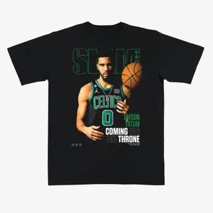 Jayson Tatum “Coming for the Throne” Basketball T-Shirt – Black Graphic Tee Featuring SLAM Style Boston Pro Hoops Alpha Star Design