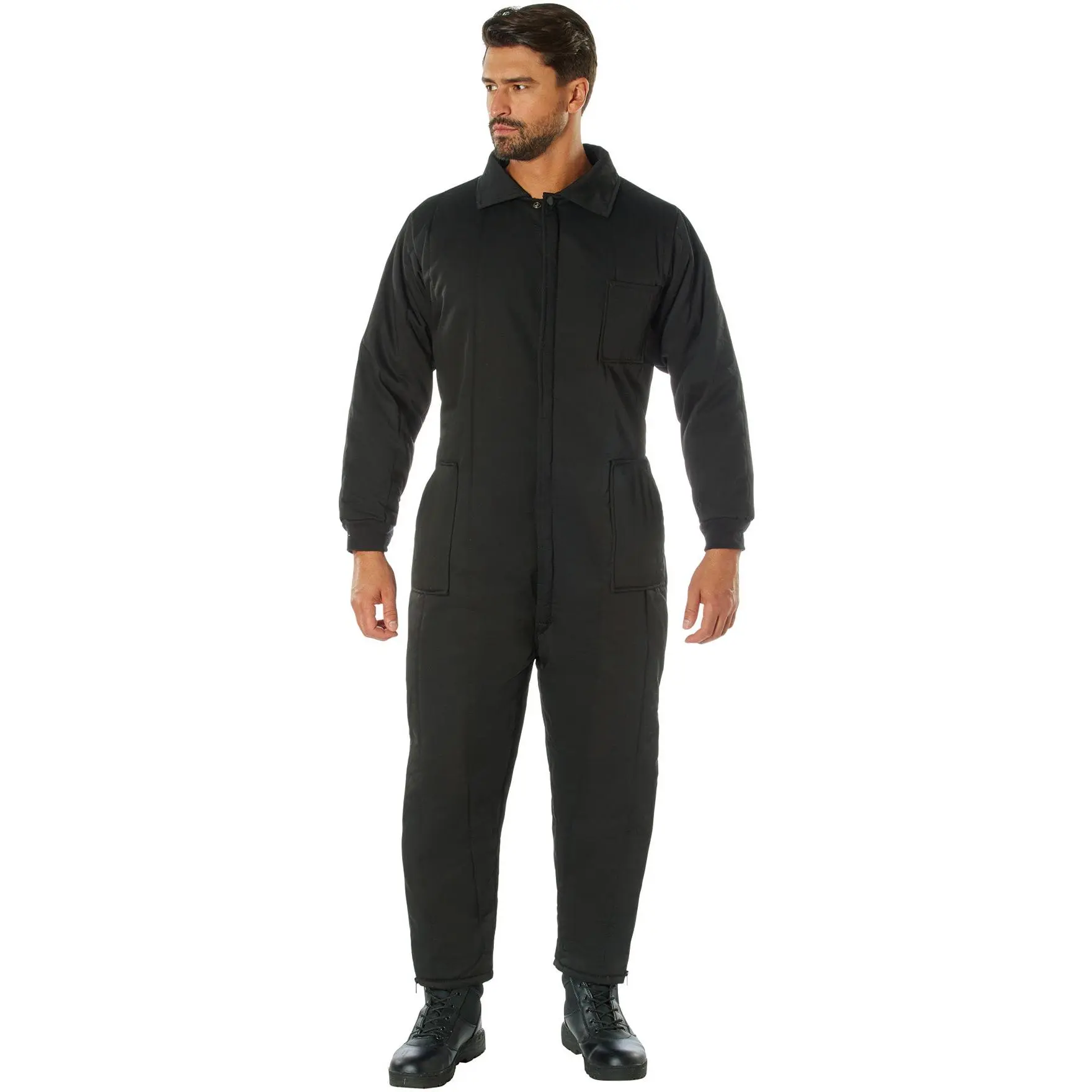 Men's Polyester Insulated Coveralls, Cold Weather Workwear Uniforms for Menswear with Nylon Lining, Knit Cuffs and Leg Zippers, Cotton