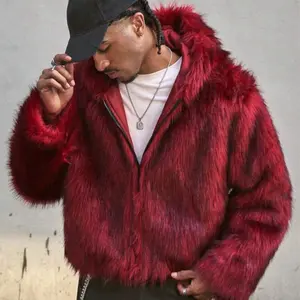 Red Fur Collar Printed Zipper Sweater Long Sleeve Pullover Hoodie Retro Jacket Street Casual Classic Menswear Streetwear Sweatshirts Stylish