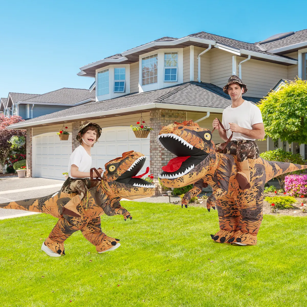 GOOSH Adult Inflatable T-Rex Costume, Funny Ride-On Dinosaur Suit in Tear-Resistant Waterproof Polyester for Halloween Cosplay, Menswear, Costume Ideas, Trick Or Treat, Funny Costumes