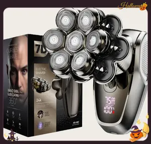 Bazivve Magnetic 7D Bald Head Shaver for Men, Upgraded 5-in-1 Electric Razor, IPX7 Waterproof Wet/Dry Head & Face Grooming Kit with Nose Trimmer, 90-Min Run Time men's rotary shavers