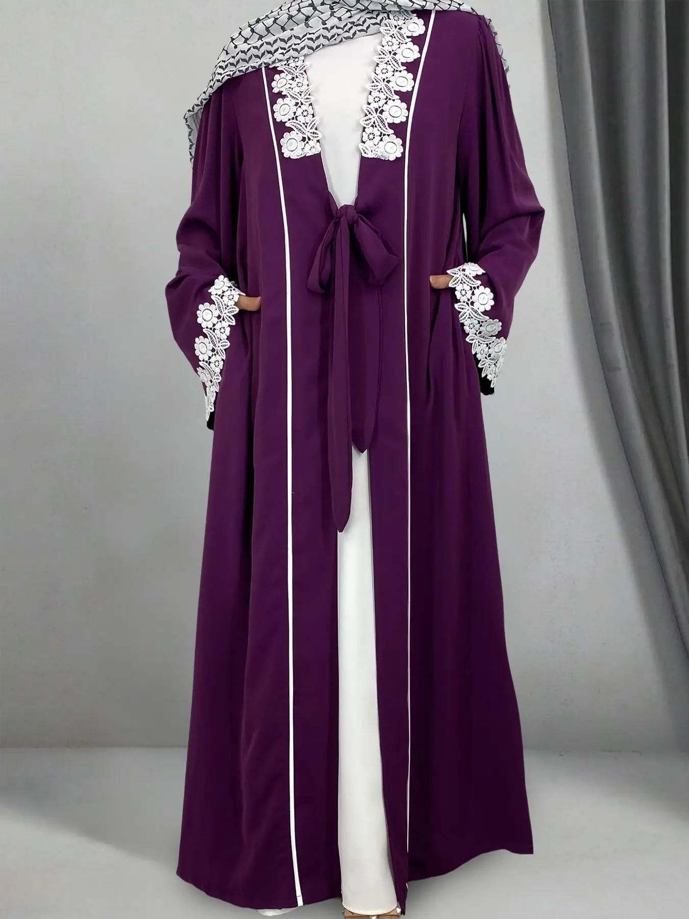 Women's Abaya, Modest Fashion Long Sleeve Open Front Dress for Daily Wear, Ladies Islamic Clothing for All Seasons