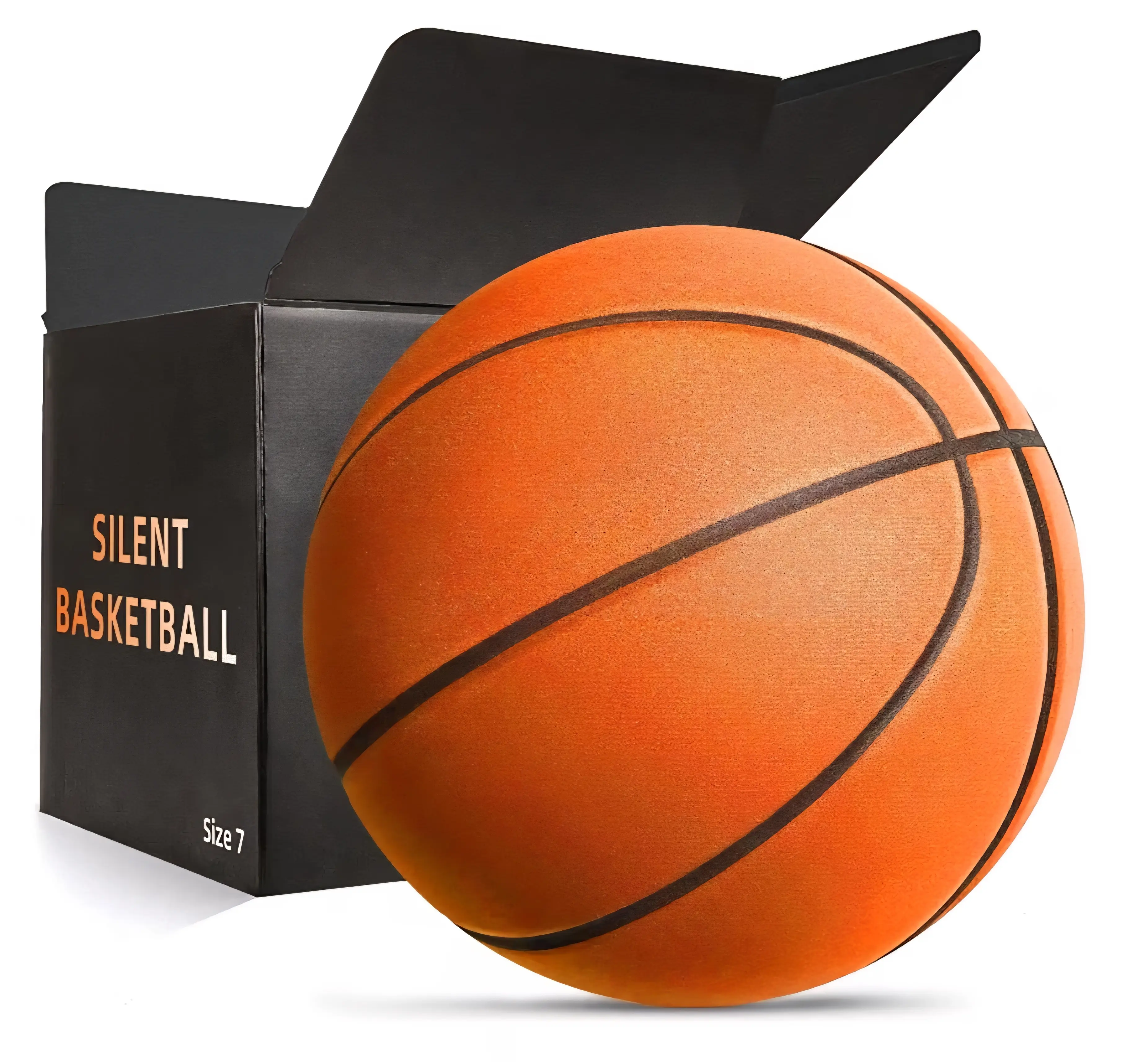 Size 7 (29.5in) Silent Airless Basketballs, Groove Lines Pro PU Soft Foam Sports Ball for Indoor Enthusiasts’ Practice & Quiet Dribbling, Real Feel & Higher Bounce, Ball Sports Equipment, Unisex