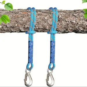 Durable Nylon Hanging Rope with Metal Hook, UV Resistant, Weatherproof, Ideal for Hanging Hammock Swing, Outdoor Swing Sets, Garden, Camping, Backyard Use