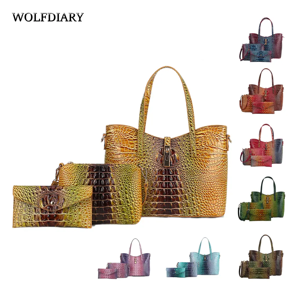 Women's Summer Vintage CrocodileEmbossed Crossbody Bag Set for Women,Handbags & Crossbody Bags & Card HolderFashionable Shoulder Bag Set for Daily Use