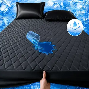 Raybee High-Quality Fibers Waterproof Cool Bedding Mattress Cover - Cooling, Breathable, Durable, Fade Resistant Mattress Protector with 6"-16" Deep Pockets, Soft Queen Size Fitted Sheet for Bedroom, Dorm