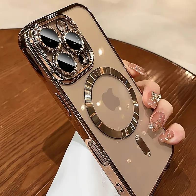 Luxury Magnetic Plating Clear phone cases for iPhone 17 Air 16 15 14 13 12 11 17 Pro Max Plus Wireless Charging Cover